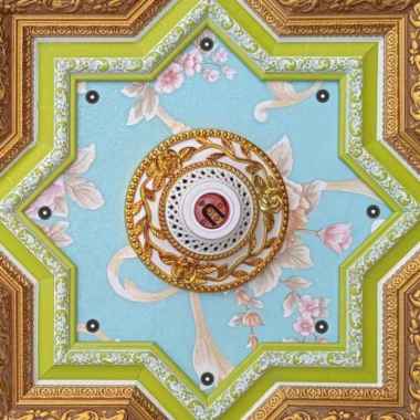 Ornamen Lampu Pvc / Ornamen Plafon Pvc B-018 Emas Hijau