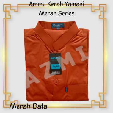 Promo Baju Koko Ammu Dewasa Kerah Yamani Merah Bata Termurah XXL