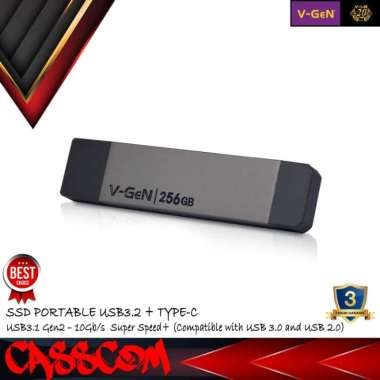 V-GeN SSD Portable Platinum 256GB USB 3.2 Type-C External Vgen 256 GB
