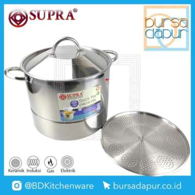 Supra Stainless Steel Stockpot + Steamer Plate 50 qt (47 Liter) / Langseng / Kukusan / Panci Stainle