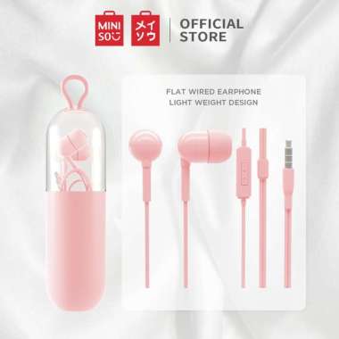 Miniso Music Earphone Colorful Capsule Headphones Noise Cancelling Awet Handsfree Earphone pink
