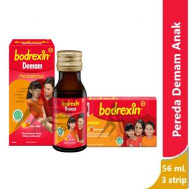 Bodrexin Demam Sirup @ 56 mL & Bodrexin Demam Tablet Box @ 3 strip Tablet Hisap
