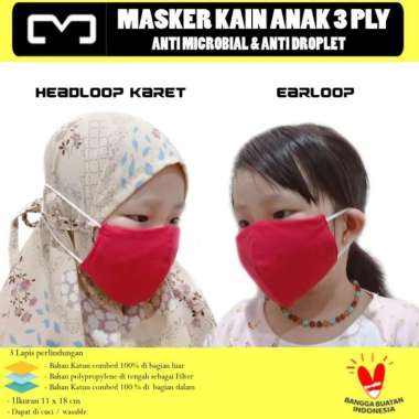 Masker Anak Earloop dan Headloop 3ply earloop