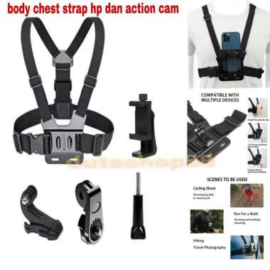 chest strap holder dada handphone dan action cam strap dada - strap actioncam Strap HP Baut