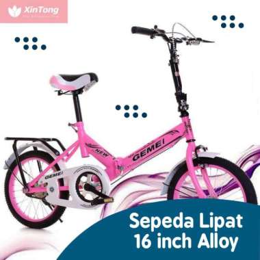 Sepeda Lipat 16 inch Alloy Murah Warna Pink untuk Anak dan Dewasa