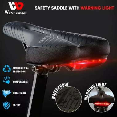 SADEL SEPEDA GEL EMPUK WEST BIKING PAKAI LAMPU FOR SELI / MTB / CTB