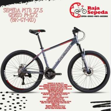 SEPEDA MOUNTAIN BIKE MTB GENIO 27.5 M572 3x9 SPEED (BK-GY-RD)