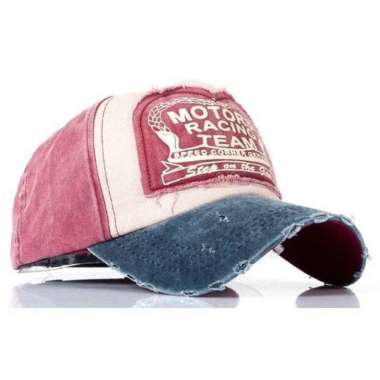 Topi Baseball Snapback Topi Pria Vintage Gembel Motors Racing Team Biru