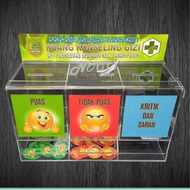Kotak Saran Akrilik Kotak Kepuasan Acrylic 3 kotak Model C