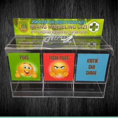 Kotak Saran Akrilik Kotak Kepuasan Acrylic 3 kotak Model A