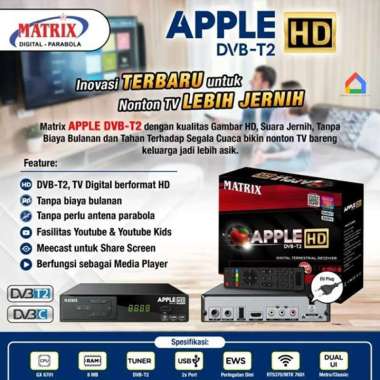 STB Matrix Apple HD Digital DVB-T2 STB TV Digital Youtube Wifi / Set Top Box Matrix Apple HD Hitam