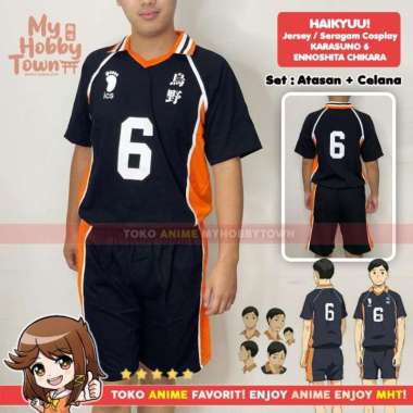 Kostum Jersey Karasuno No. 6 Chikara Ennoshita Haikyuu Cosplay L