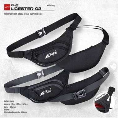 Tas Pinggang Waistbag Rei Arei Licester 02 Original Hitam