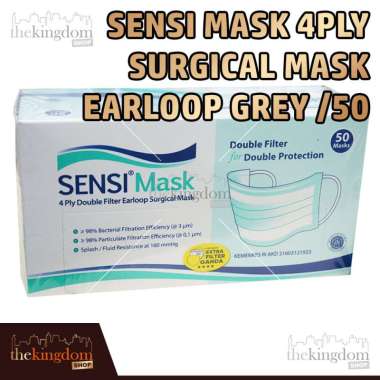 Sensi Mask 4ply Surgical Mask Earloop Grey /50 Masker 4 Lapis