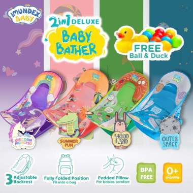 Baby Bather Imundex 2 In 1 Platinum Tempat Dudukan Mandi Bayi Free Duck Free Ball Purple Unicorn
