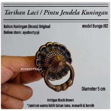 Tarikan Laci Bunga J02 Kuningan Handle Pintu lemari knob laci meja 02 Polish Kuning
