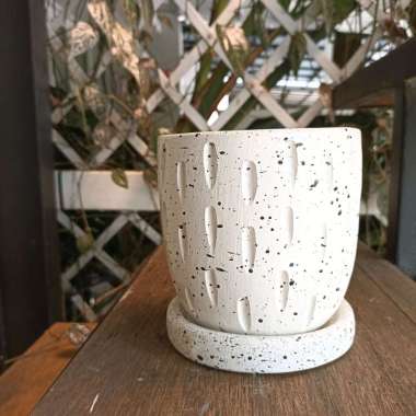 Pot Rintik Marble putih/tembikar/tanah liat