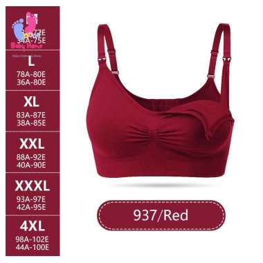Bra Menyusui Jumbo Kancing Depan Tanpa Kawat Bh Menyusui Bahan Katun L(36-38)80-85A-E Merah