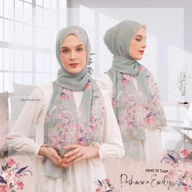 Hijabwanitacantik - Pashmina Emily Series PIM9.10 Sage Hijab printing premium motif bunga