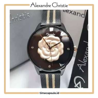 JAM TANGAN WANITA ALEXANDRE CHRISTIE ORIGINAL AC 2723 LH BLACK ROSEGOLD
