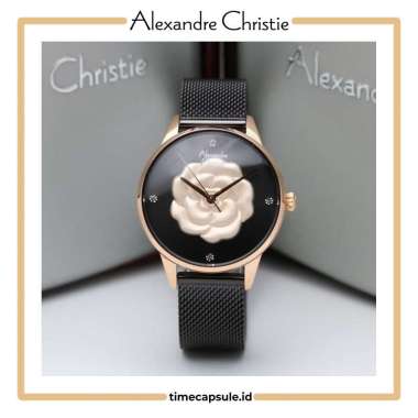 JAM TANGAN WANITA ALEXANDRE CHRISTIE ORIGINAL AC 2723 LH ROSEGOLD BLACK