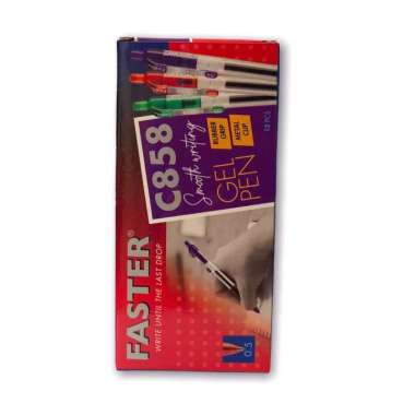Ballpoint /Pen Faster gel c858- 0.5mm-isi 12 batang-Black