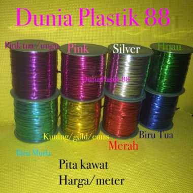 HARGA/METER tali PITA ikat pengait kait KAWAT plastik metalik foil parcel souvenir hadiah warna warn