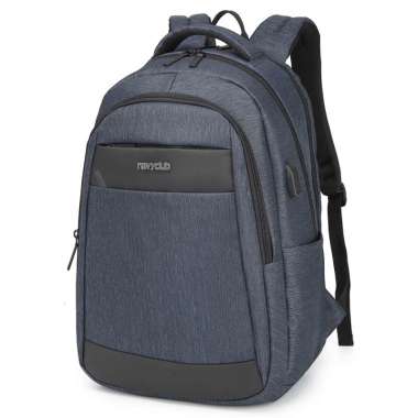 Navy Club Tas Ransel Laptop EJA - Backpack Daypack USB Port Tas Pria Wanita Free Bag Cover Blue