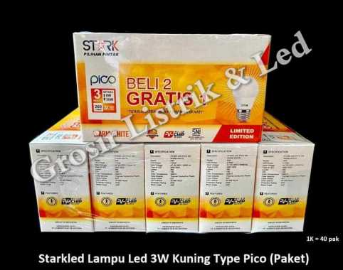 Strakled lampu LED 3W Kuning pico (paket)