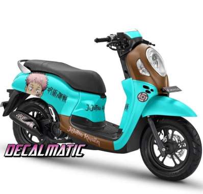 Stiker Full Body + Decal Dashboard Motor Honda Scoopy Jujutsu Kaisen 2020-2023 Cyan