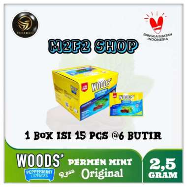 Woods Peppermint Lozenges Original | Permen Mint Pelega Tenggorokan Rasa Mint Sachet - 15 gr (Kemasa