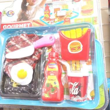 mainan anak steak set-mainan makanan anak Multicolor
