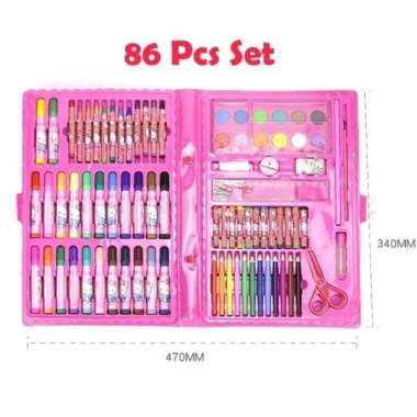 Set Pensil Warna Crayon Cat air stationery perlengkapan Gambar Sekolah Biru