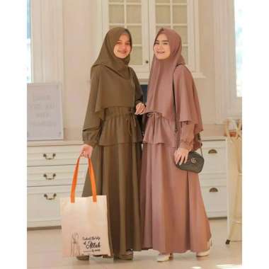 Laras Syari S M L XL | Set Gamis + Khimar | Setelan Hijab Syari |Naomi Multicolor