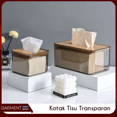 Tempat Tisu Minimalis Tutup Kayu Aesthetic Transparant Kotak Penyimpanan Meja Tamu Dapur Kamar Mandi