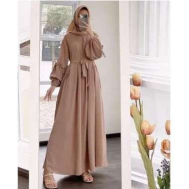 GAMIS SEVA MAXI DRESS BAJU MUSLIM WANITA DRESS TERBARU AESPA MAXI DRES XL Mocca