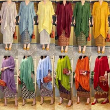 TRI024- BLOUSE KAFTAN TUNIK ARUNA hanya atasan baju kondangan semua wa Multicolor