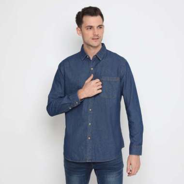 Platini Kemeja Pria Lengan Panjang Katun Denim Biru 76422 S