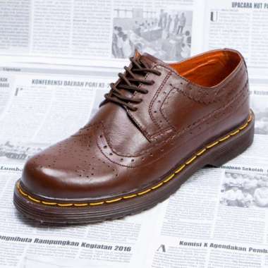 Sepatu Boots Casual Docmart Pria Kulit Asli Low Boots Wingtip 43 Cokelat