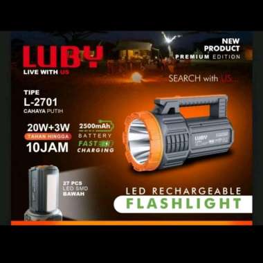 Senter Luby L-2701 20W + 3W Emergency rechargeable / Senter cas super terang Luby L-2701 20W + 3W Em
