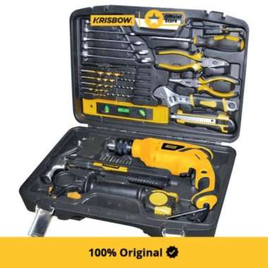 Krisbow Impact Drill Set Bor Listrik Beton 600W 37 Pcs