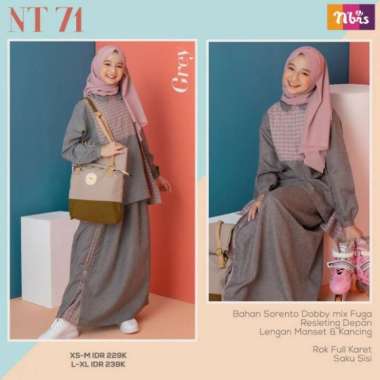 Nibras Teen NT 71 Abu Grey Setelan Blouse Rok Anak Remaja Cewe Cantik Multicolor