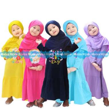 Gamis Set Azizah | Gamis Sablon Anak Multicolor