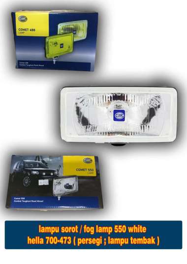 Lampu Sorot / Fog Lamp 550 Comet White Hella 700-473 Persegi; Lampu Tembak - 67526 -