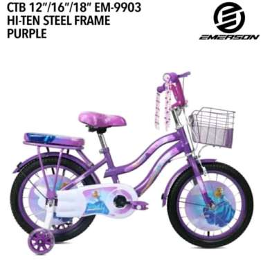 Sepeda Anak Mini 12 / 16 / 18 inch Emerson 9903 Princess Keranjang Besi 16 inch Pink
