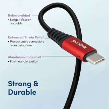 Prolink Charger Cable 60W Kabel Data Tipe C PD 3.0 480 Mbps GCC-6001 60W C TO C RED
