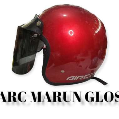 HELM BOGO ARC DEWASA FREE PACKING BOX KACA DATAR GELAP ARC MARUNGLOS