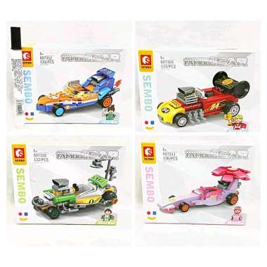 4IN1SET MAINAN BRICKS BLOCK SEMBO FAMOUS CAR RACING 607309