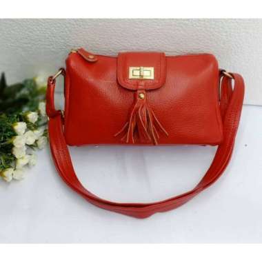 SPV tas kulit wanita original kulit Garut - Tas kulit asli Garut sapi - pink, S M Hitam