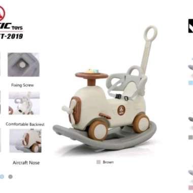 Mainan Anak Ride On Exotic ET 2019 ( 3 in 1 ) Kuda Kudaan Model Pesawat ET2019 Pink